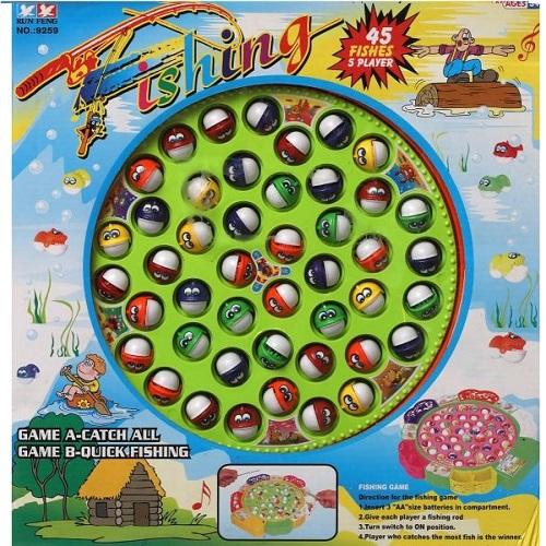 Fishing Game Toy Set Rotating Board 45Fishes with 5 Players