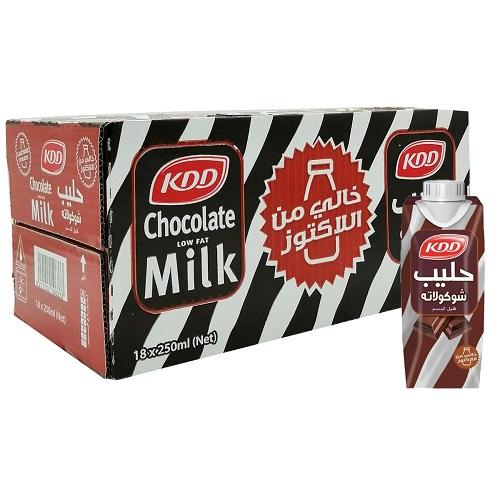 كي دي دي حليب قليل الدسم بنكهة الشوكولاتة خالي من اللاكتوز 250مل 18حبة