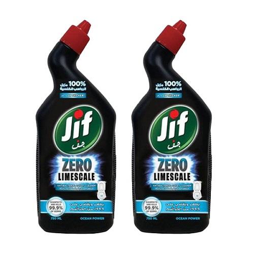 Jif Antibacterial Toilet Cleaner Zero Limescale Ocean Power 750ml 2Pcs