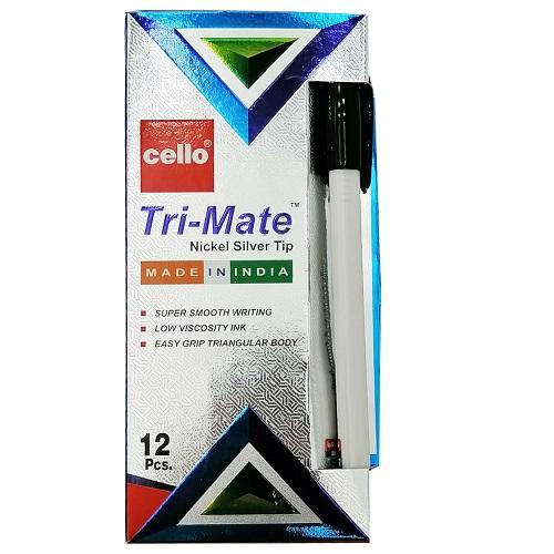Cello Tri Mate Pen Black 12Pcs