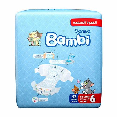 Sanita Bambi Baby Diapers Size6 from16Kg and Above XXL 52Diapers