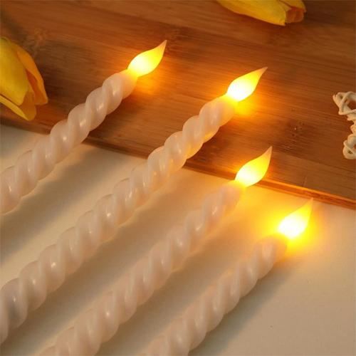 Big Electronic Candles Beige 6Pcs