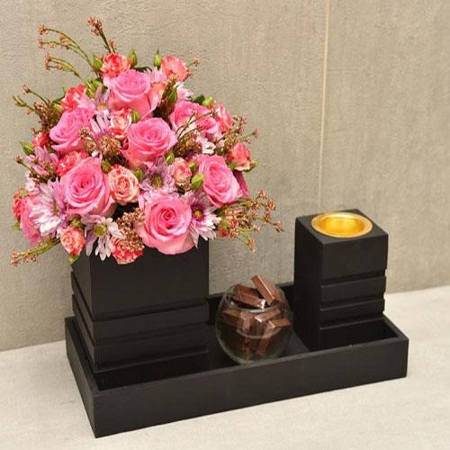 Black Wood Decor with Mobkhar Burner and Chocolate And Card Printing Model No.RS69