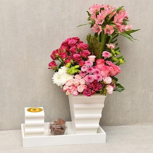 White Wood Decor with Mobkhar Burner with Chocolate and Print Card Model No.RS-63