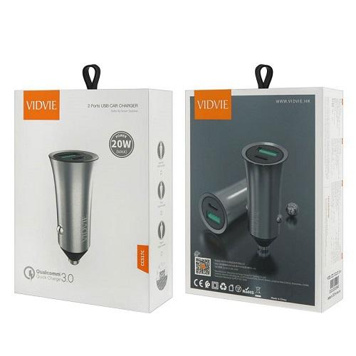 فيدفى شاحن سيارة مع 1مدخل تايب سي و1مدخل USB بقوة 20واط موديل رقم.CC517C