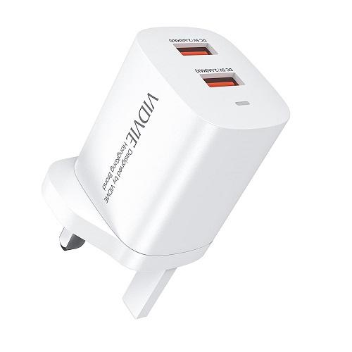 فيدفى شاحن منزلي مع 2منفذ USB بقوة 2.4امبير موديل رقم.PLB145