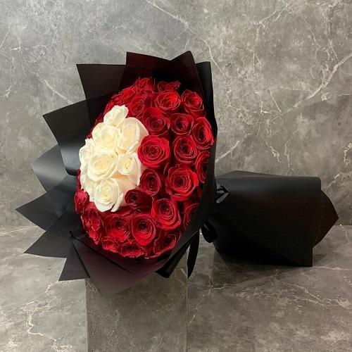 احمر مع خطوط سوداء