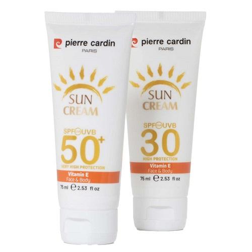 Pierre Cardin Protective Sun Cream with SPF30 and 50+ for Face and Body with Vitamin E 75ml 2Pcs No.48153