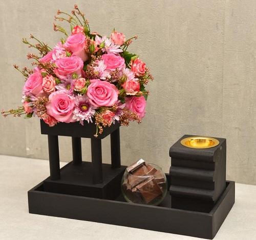 Black Wood Decor with Mobkhar Burner and Chocolate And Card Printing Model No.RS-67