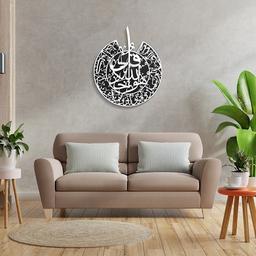 ديكور خشبي طبقتين سورة الاخلاص مطلي باللون الفضي اللامع 70×60سم