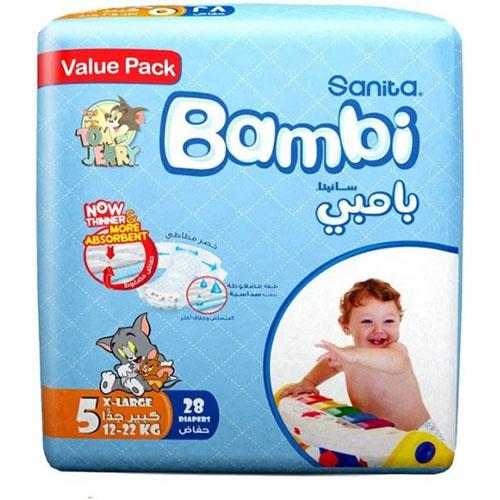Sanita Bambi Baby Diapers Size5 from12to22Kg XL 28Diapers