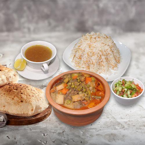 طاجن خضار مشكل باللحم