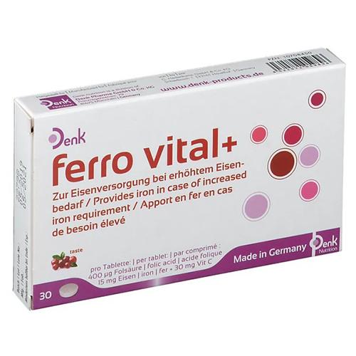 Denk Ferro Vital+ Food Supplement with Iron and Folic Acid for Better Digestibility 30Tablets 