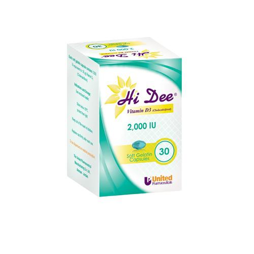 Hi Dee Vitamin D3 2000IU for Bones and Immunity 30Softgel Capsules