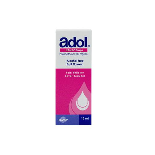 Adol Paracetamol 100mg/ml Oral Drops Pain Reliever and Fever Reducer for Infants Fruit Flavour 15ml