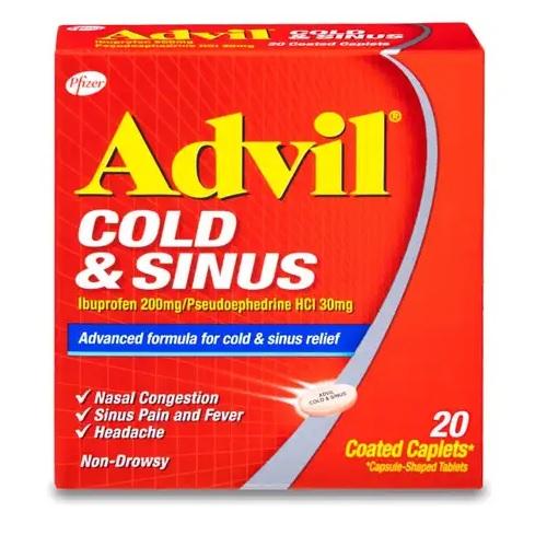 Advil Cold and Sinus for Cold and Sinus Relief 20Caplets.