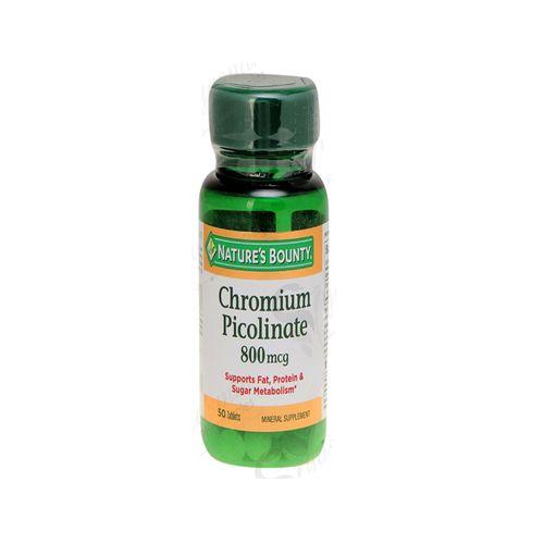 Nature Bounty Chromium Picolinate for Blood Sugar Levels within a Normal Range 800mcg 50Tablets 