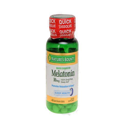 Nature Bounty Melatonin Quick Dissolve promotes Relaxation and Sleep 10mg 45Tablets  