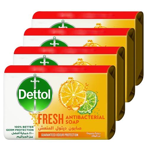 Dettol Fresh Antibacterial Soap Lemon Scent 120g 4Pcs