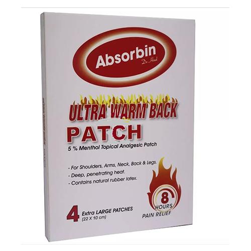 Absorbin Ultra Warm Back Extra Large Patch for Pain Relief 4Pieces
