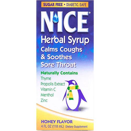 Nice Herbal Syrup Calms Coughs and Soothes Sore Throat with Honey 118ml