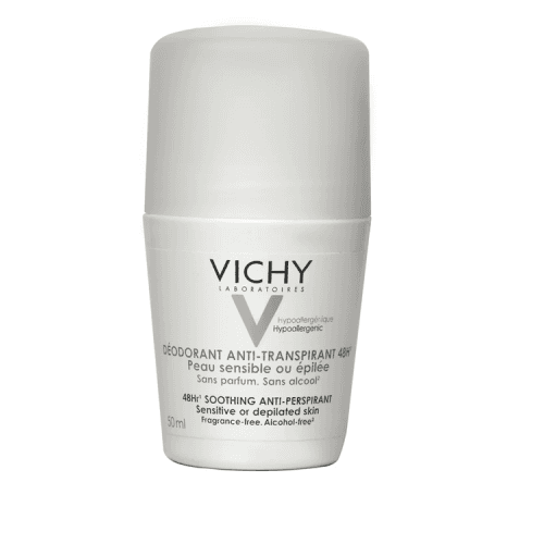 Vichy Deodorant Anti Perspirant 48Hrs Soothing Sensitive or Depilated Skin Fragrance Free Alcohol Free 50ml