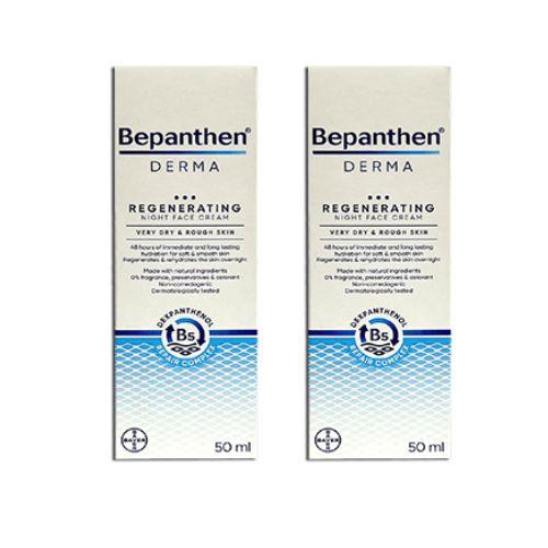 Bepanthen Regenerating Night Face Cream Very Dry and Rough Skin 50ml 1+1Free