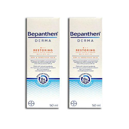 Bepanthen Derma Restoring Daily Face Cream with SPF25 for Dry and Sensitive Skin 50ml 1+1Free