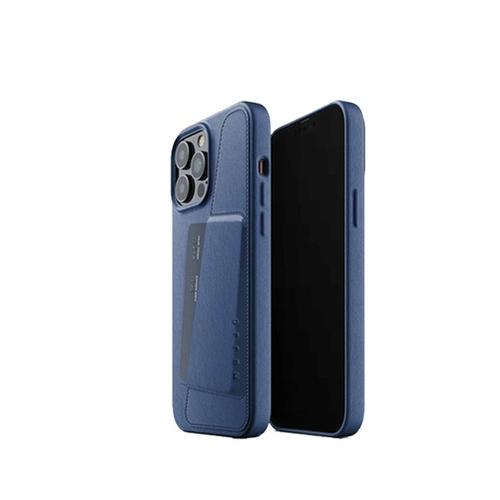 Mujjo iPhone 13 Pro Full Leather Wallet Case Monaco Blue No.12486