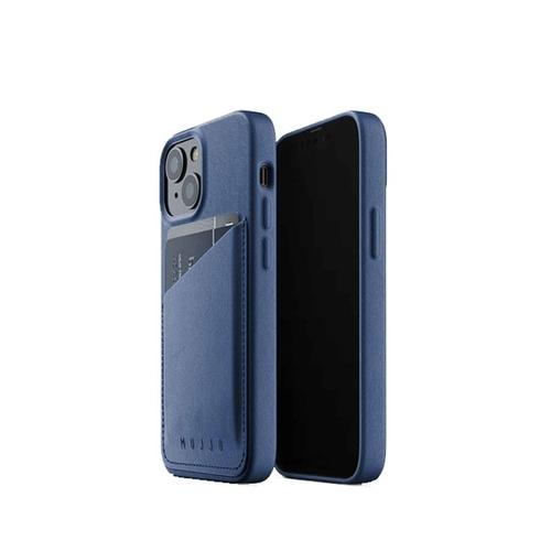 Mujjo iPhone 13 Full Leather Wallet Case Monaco Blue No.12498