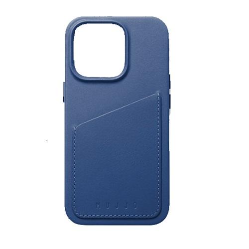 Mujjo iPhone 14 Pro Leather Wallet Case Blue No.13994