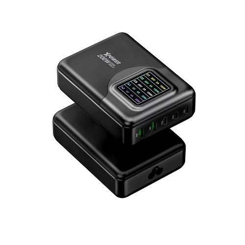اكس باور جي دبليو200بي شاحن حائط مع 4منافذ 3.0Qc و PD بقدره 200واط اسود موديل رقم.PD-065PT-BK