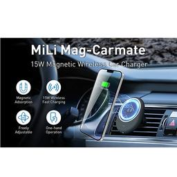 Mili Mag Carmate Magnetic Fast Wireless Charging Car 15W Black Model No.HC-G22