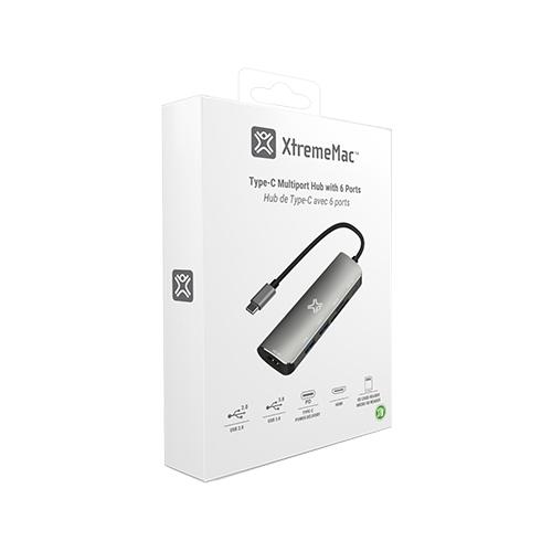 اكستريم ماك Type C موزع 6فى1 فضي موديل رقم.XWH-HUB6-13