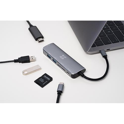 اكستريم ماك Type C موزع 6فى1 فضي موديل رقم.XWH-HUB6-13