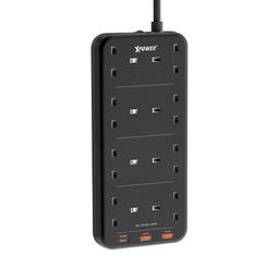 اكس باور بي اس 8ايه مقبس طاقة مع 11منفذ 3250واط اسود موديل رقم.XP-PS8A-BK