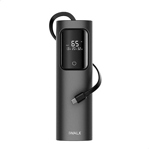 Iwalk Tanker Power Bank PD with Build in Cable 2Ways Fast Charger 65W 20000mAh Black Model No.HBT001-001A