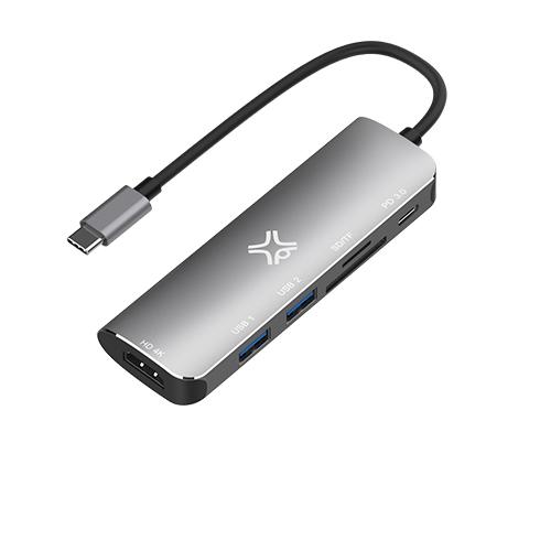 اكستريم ماك Type C موزع 6فى1 فضي موديل رقم.XWH-HUB6-13