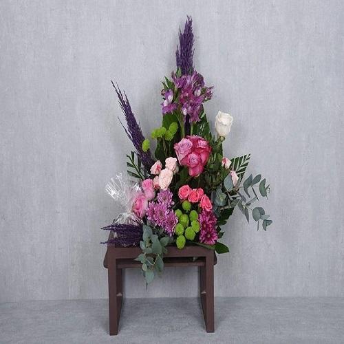Decorative Wood Square Flowers with Cocoa and Printing Card Model No.RS51