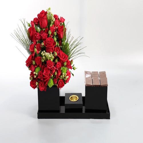 Decorative Acrylic Flowers with Incense Burner with Cocoa with Printing Card Model No.RS108