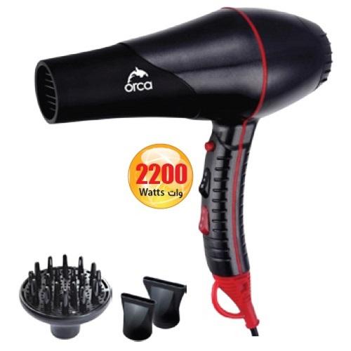 اوركا مجفف شعر احترافي 2200واط سرعتان اسود موديل رقم.ORD-9900
