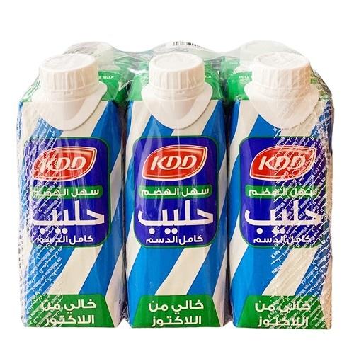 كي دي دي حليب كامل الدسم خالي من اللاكتوز 250مل 6حبة