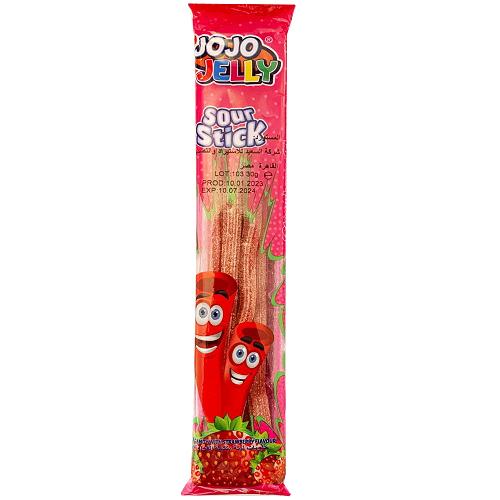 Jojo Jelly Candy Sour Sticks Strawberry Flavor 30g