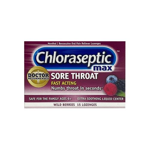 Chloraseptic Max for Sore Throat Wild Berries 15Chewable Tablets