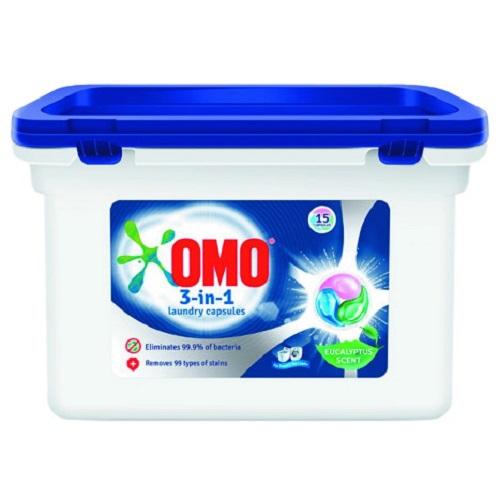 Omo Laundry Stain Removal Capsules 3×1 Eucalyptus 15Capsules