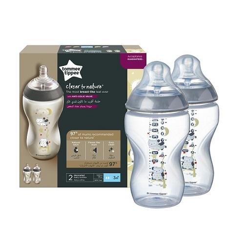 Tommee Tippee Closer to Nature Baby Feeding Bottle 340ml 2Pcs Model No.TT42262181