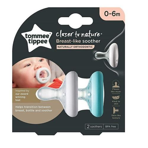 Tommee Tippee Closer to Nature Breast Like Soothers from0to6Months 2Pcs Model No.TT43344005