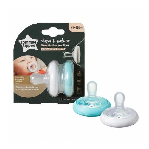 Tommee Tippee Closer to Nature Silicone Soother Breast Like from6to18Months 2Pcs Model No.TT43343005