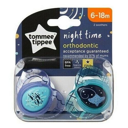 Tommee Tippee Night Time Soothers from6to18Months 2Pcs Model No.TT43336264