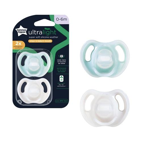 Tommee Tippee Ultra Light Silicone Soothers from0to6Months 2Pcs Model No.TT43346101